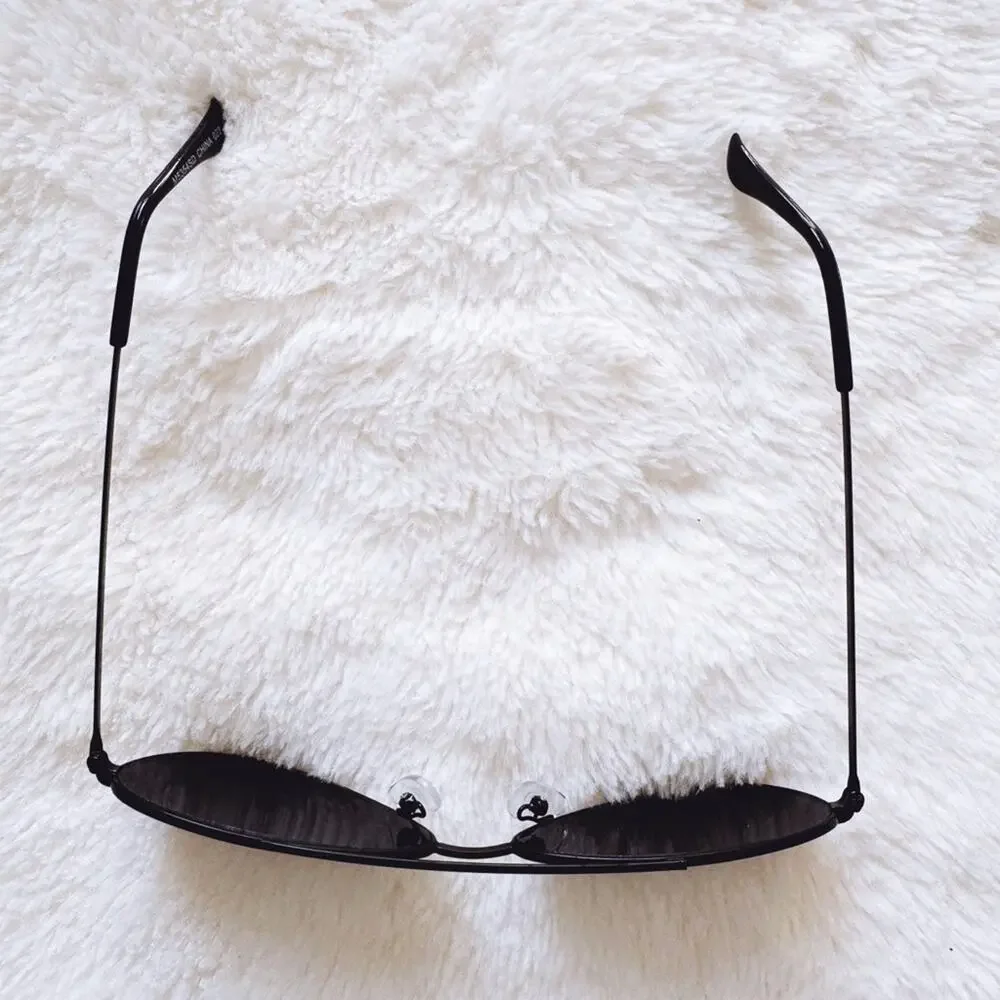 Cynthia Black Aviator Slim Sunglasses
